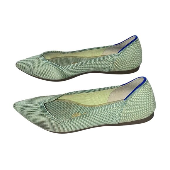 Rothy's Womens Pointed Toe Flats Size 5 Green Knit Slip-On Shoes Eco-Friendly - Picture 9 of 16